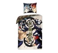 Halantex JUJUTSU KAISEN la défi - Megumi Fushiguro Yuji Itadori - Housse de couette 140 x 200 cm avec taie d'oreiller 70 x 90 cm - Microfibre