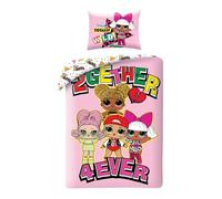 Halantex L.O.L. LOL Parure de lit pour enfant en coton avec housse de couette 140 x 200 cm et taie d'oreiller 70 x 90 cm Certifié Öko-Tex Standard avec fermeture éclair LOL Surprise Dolls
