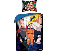 Halantex Naruto Parure de lit 140 x 200 cm et taie d'oreiller 70 x 90 cm 100 % coton Multicolore