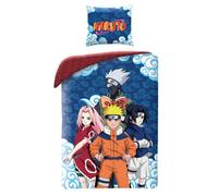 Halantex Naruto - Parure de Lit Housse de Couette 140 x 200 cm et Taie d'oreiller 70 x 90 cm 100% Coton Multicolore, NA-3257BL