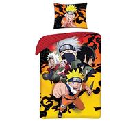 Halantex Naruto PERSONAGGI Protagonistes Kakashi Sasuke Sakura - Parure de lit en Coton - Housse de Couette 140 x 200 cm et taie d'oreiller 70 x 90 cm - Multicolore