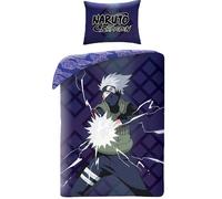 Halantex NARUTO SHIPPUDEN Parure de lit Kakashi Hatake - Housse de couette réversible 140 x 200 cm avec taie d'oreiller 70 x 90 cm - 100 % polyester multicolore