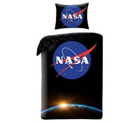 Halantex - NS4051 - NASA Logo Space Noir profond ensemble lit simple - Housse de couette officielle - Multicolore - 100% coton - 140 x 200 cm + 70 x 90 cm