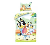 Halantex Parure de lit Bluey 100% coton réversible vert 140x200 cm + taie d'oreiller