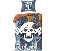Halantex Parure de lit Call of Duty Black Ops - Housse de Couette 140 x 200 cm + taie d'oreiller - Parure de lit pour Enfant + Sac à Dos - 100% Coton - Certifié Oeko-Tex (COD-5530BL- Gris)