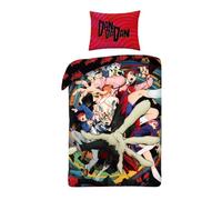 Halantex Parure de lit DanDaDan personnages Anime - Housse de couette 140 x 200 cm avec taie d'oreiller 70 x 90 cm - 100 % polyester multicolore