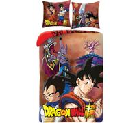 Parure de Lit Dragon Ball Super, Housse de Couette Réversible 140x200 cm et Taie d'oreiller, Polyester