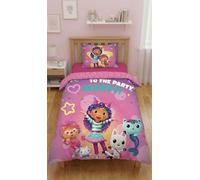 Halantex Parure de Lit Enfant Gabby et la Maison Magique - Housse de Couette 140x200 cm + Taie 70x90 cm - Licence Officielle - 100% Polyester - Couette 1 Personne Fille