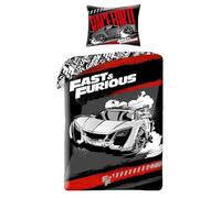Halantex Parure de Lit Fast and Furious 100% Coton, Housse de Couette Réversible 140x200 cm + Taie d'oreiller, Voitures, Bolides