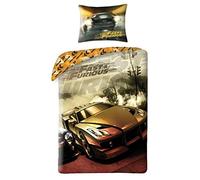 Halantex Parure de lit Fast & Furious 100% Coton - Housse de Couette 140x200 cm + Taie d'oreiller