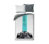 Halantex Parure de lit Formule 1 Mercedes 100% coton Housse réversible 140x200 cm et taie d'oreiller
