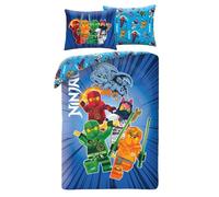 Halantex Parure de Lit Lego Ninjago, Housse de Couette Réversible 140x200 cm + Taie d'oreiller, 100% Polyester