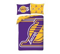Parure de Lit Basket LA Lakers 1 Personne, Housse de Couette NBA 140x200 cm + Taie d'oreiller, Basketball, Los Angeles Lakers