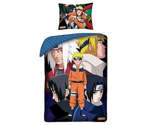 Halantex Parure de Lit Naruto Uzumaki 100% Coton, Housse de Couette 140x200 cm + Taie d'oreiller 65x65 cm, Réversible…