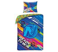 Halantex Parure de lit Nerf 1 Personne 100% Coton - Housse de Couette Réversible 140x200 cm + Taie d'oreiller