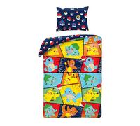 Halantex Parure de lit Pokemon et Pokemon Multicolore 2 pièces 140 x 200 cm + 1 taie d'oreiller 100% coton Oeko-TEX., lit simple