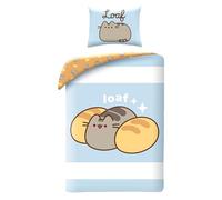Halantex Parure de lit PUSHEEN le chat LOAF - Housse de couette 140 x 200 cm avec taie d'oreiller 70 x 90 cm - Microfibre - Bleu clair