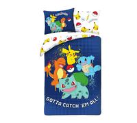 Halantex Parure de lit enfant réversible Pokémon 140×200 cm taie 70×90 cm Pikachu