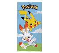 Halantex POKEMON PIKACHU et SCORBUNNY - Serviette de plage - 100 % coton - Dimensions 70 x 140 cm - POK-491T