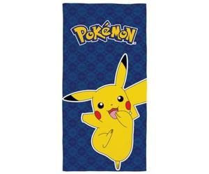 Halantex POKEMON PIKACHU Felice - Serviette de plage - 100 % coton - Dimensions 70 x 140 cm - POK-1050T - Couleur bleue