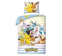 Halantex Pokemon POK322 Parure de lit réversible, Housse de Couette 160 x 200 cm et taie d'oreiller 70 x 80 cm, Multicolore, 100% Coton