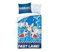 Halantex Sonic The Hedgehog - Sonic - Parure de lit - Housse de Couette 140x200 cm avec taie d'oreiller 70x90 cm - 100% Coton Multicolore
