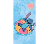 Halantex STITCH en mer avec bouée de sauvetage - par Disney Lilo et Stitch serviette de douche Serviette de plage - 100 % coton - Dimensions 70 x 140 cm - Multicolore