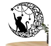 Halatua Art mural en métal avec motif de lune et de chat, décoration murale en métal pour chambre à coucher, cuisine, salon