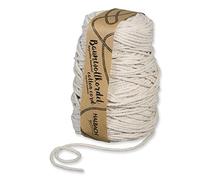 Halbach Bandes de Soie en Coton recyclé | Largeur 5 mm Longueur 80 m | Fil de Coton Durable pour macramé ou Bricolage | Couleur : Naturel