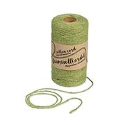 Halbach Fil de Coton recyclé - Largeur : 1 mm - Longueur : 220 m - Fil de Coton Durable pour macramé ou Bricolage - Couleur : Vert Olive