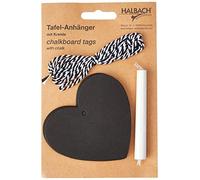 HALBACH Rubans Satin 19836-080-100 Lot de 48 Papier Pendantes Coeur de Table, avec Cordon en Coton