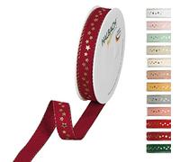 Halbach Seidenbänder 295-015-765-18 Ruban de Noël en polyester Rouge foncé 15 mm x 18 m