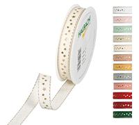 Halbach Seidenbänder 295 Ruban de Noël en polyester Crème 15 mm x 18 m
