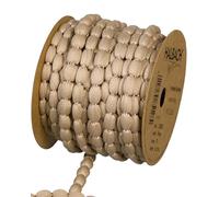Halbach Seidenbänder - Bordure à pompons en polyester beige, largeur 8 mm, longueur 15 m - Guirlande de pompons pour décoration de mariage et de fête de jardin