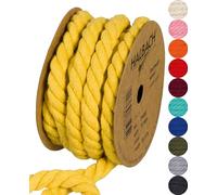 Halbach Seidenbänder Cordon en Coton recyclé - Largeur : 10 mm - Longueur : 4 m - Fil de Coton Durable pour macramé - Corde Naturelle pour Bricolage - Couleur : Jaune Miel