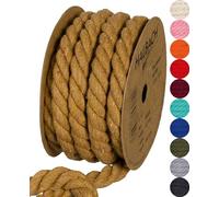 Halbach Seidenbänder Cordon en Coton recyclé - Largeur : 10 mm - Longueur : 4 m - Fil de Coton Durable pour macramé - Corde Naturelle pour Bricolage - Couleur : Marron