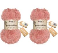 Halbach Seidenbänder Laine moelleuse pour tricot | Pelote de 50 g - Largeur : 1 cm | Fil en fourrure synthétique pour bricolage | Couleur : rose (Lot de 2)