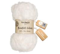 Halbach Seidenbänder Laine moelleuse pour tricot | Pelote de 50 g - Largeur : 1 cm | Fil en fourrure synthétique pour bricolage | Couleur : blanc naturel