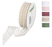 Halbach Seidenbänder Largeur du ruban : 30 mm - Longueur : 15 m - Dentelle en rouleau - Ruban pour couture ou décoration de table - Tissu en dentelle pour bricolage - Couleur : nacré