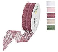 Halbach Seidenbänder Largeur du ruban de dentelle : 30 mm - Longueur : 15 m - Dentelle en rouleau - Ruban pour couture ou décoration de table - Tissu en dentelle pour bricolage - Couleur : berry