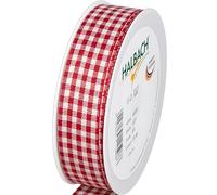 Halbach Seidenbänder Ruban Cadeau à Carreaux Vichy de Qualité Supérieure (Rouge) - 25 mm x 25 m - Fabriqué en Allemagne