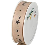 Halbach Seidenbänder Ruban cadeau de Noël de qualité supérieure « Merry Christmas » - Largeur : 25 mm - Longueur : 18 m - Ruban de Noël pour cadeaux et sapin de Noël - Fabriqué en Allemagne - Couleur