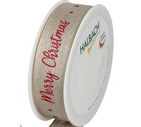 Halbach Seidenbänder Ruban cadeau de Noël en lin de qualité supérieure - Largeur : 25 mm - Longueur : 15 m - Ruban de Noël avec fil pour cadeaux et sapin de Noël - Fabriqué en Allemagne - Couleur :