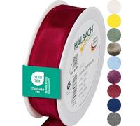 Halbach Seidenbänder Ruban cadeau de qualité supérieure avec bord métallique | Largeur 25 mm mm x longueur 25 m | Ruban certifié Oeko-Tex 100 | Ruban taffetas fabriqué en Allemagne - Couleur : rouge