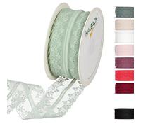 Halbach Seidenbänder Ruban de dentelle de 15 m au mètre sur rouleau pour mariage, couture ou décoration de table, tissu en dentelle pour bricolage