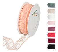 Halbach Seidenbänder Ruban de dentelle de 18 m au mètre sur rouleau pour mariage, couture ou décoration de table, tissu en dentelle pour bricolage