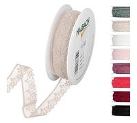 Halbach Seidenbänder Ruban de dentelle de 18 m au mètre sur rouleau pour mariage, couture ou décoration de table, tissu en dentelle pour bricolage