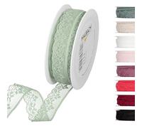 Halbach Seidenbänder Ruban de dentelle de 18 m au mètre sur rouleau pour mariage, couture ou décoration de table, tissu en dentelle pour bricolage