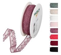 Halbach Seidenbänder Ruban de dentelle de 18 m - Vendu au mètre - Rouleau de ruban de dentelle - Pour mariage, couture, décoration de table, décoration de table - Pour bricolage