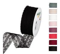 Halbach Seidenbänder Ruban de dentelle de 18 m - Vendu au mètre - Rouleau de ruban de dentelle - Pour mariage, couture, décoration de table, décoration de table - Pour bricolage